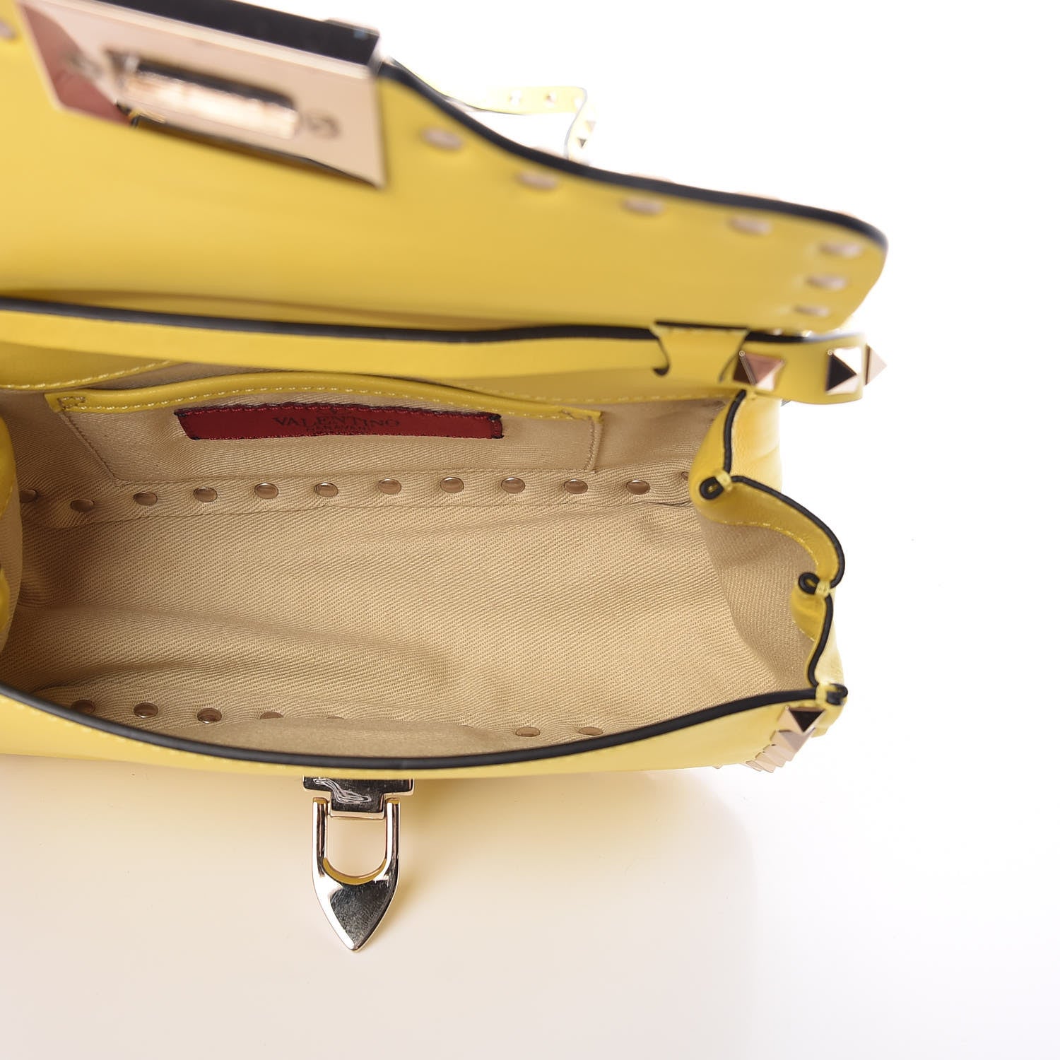 Valentino Garavani Vitello Mini Rockstud Flap Saddle Crossbody Bag Naples Yellow 5 of 15