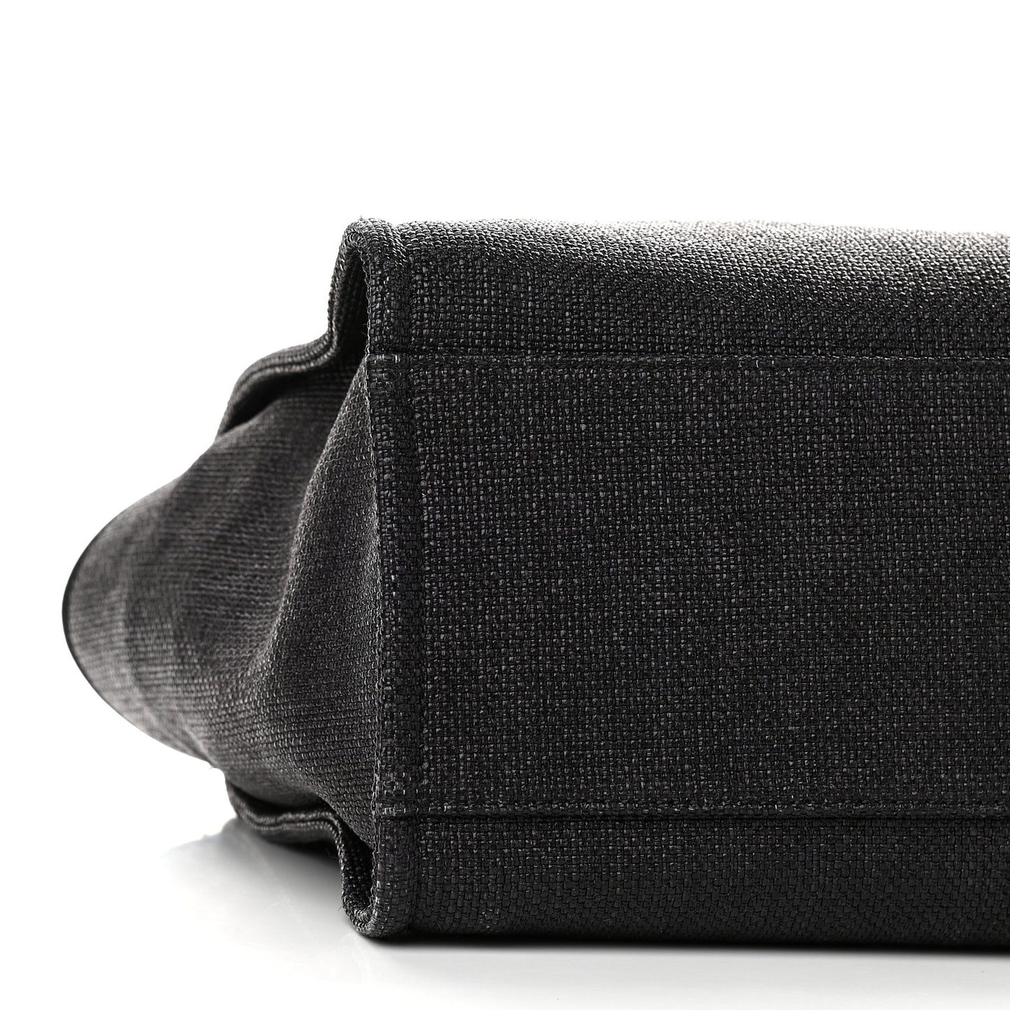 Woven Straw Raffia Medium Deauville Tote Black