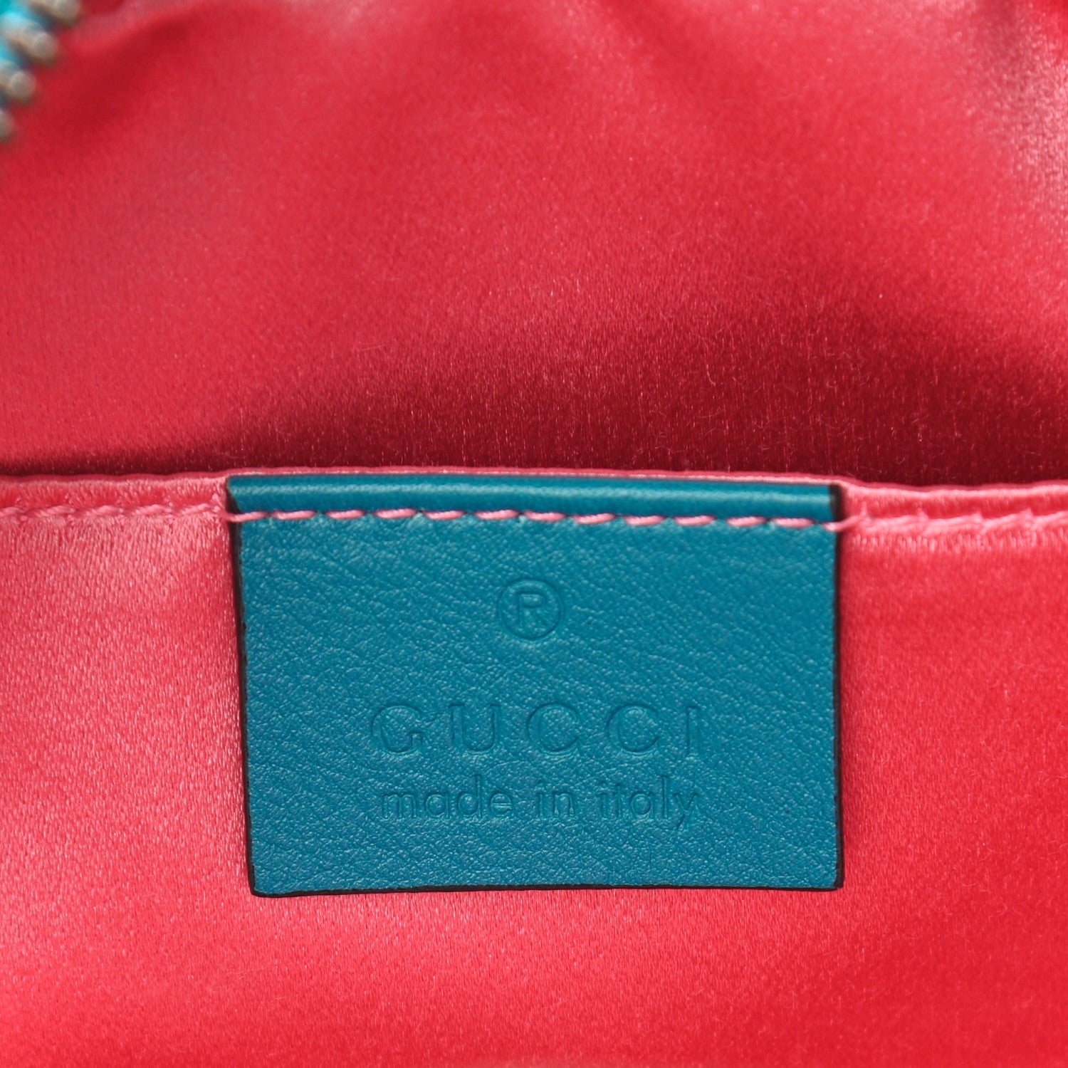 Gucci Velvet Matelasse Small GG Marmont Chain Shoulder Bag Pavone Cyan 6 of 10