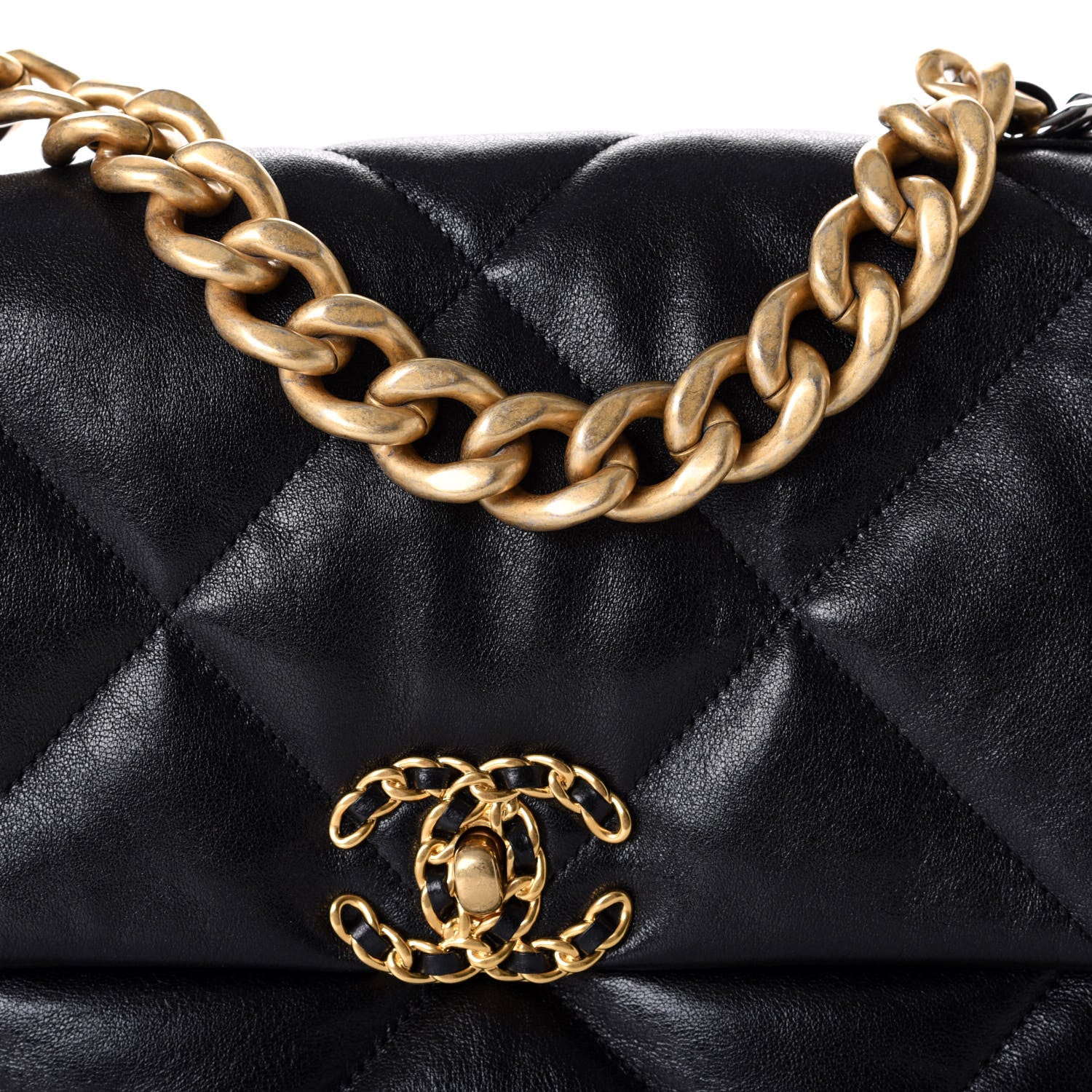 Chanel Goatskin Quilted Large Chanel 19 Flap Black 9 of 9