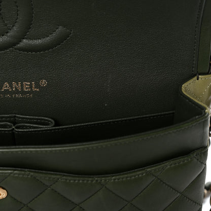 Chanel Lambskin Quilted Tri-Color Medium Double Flap Green Brown 11 of 11