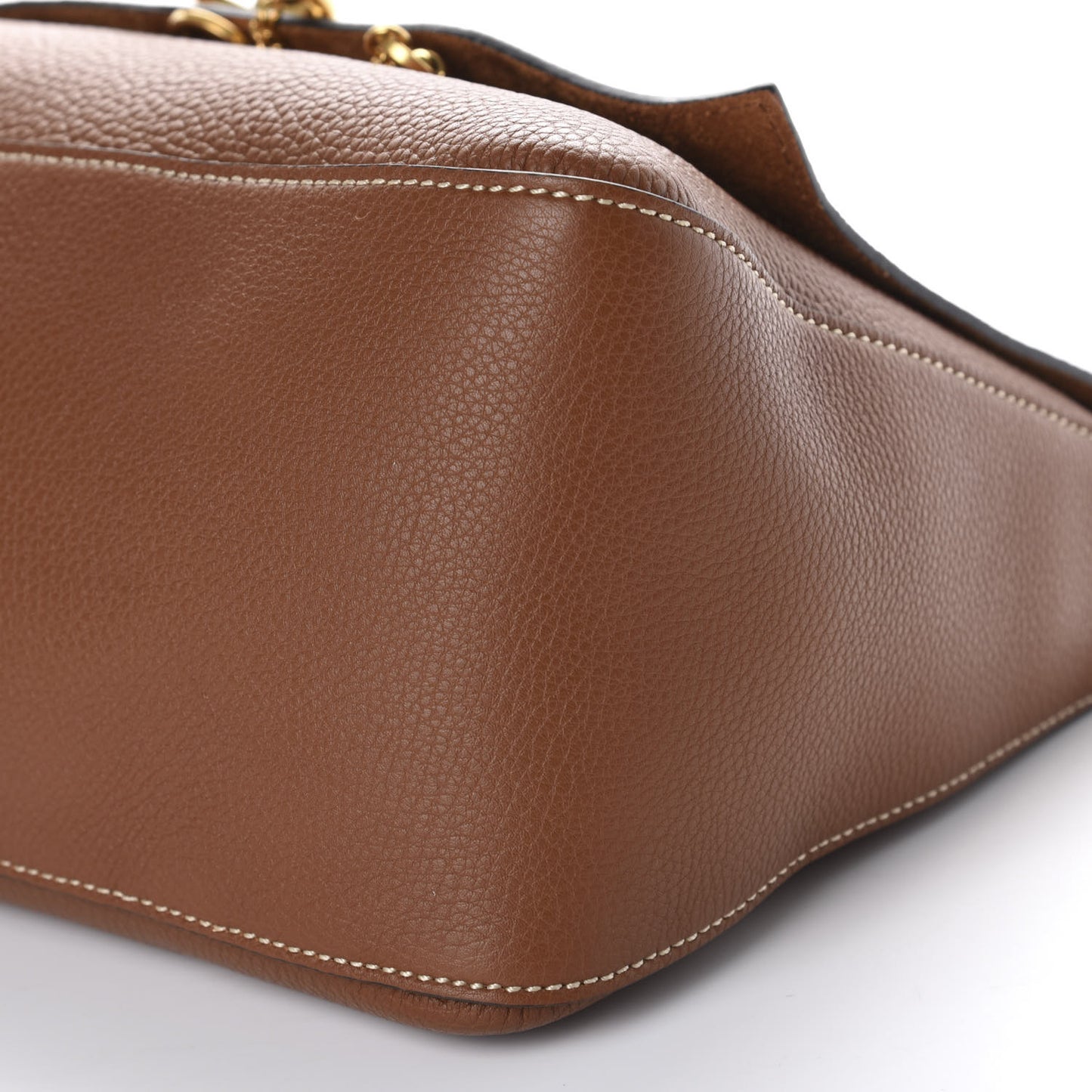 Grained Calfskin Large VRing Shoulder Bag Saddle Brown