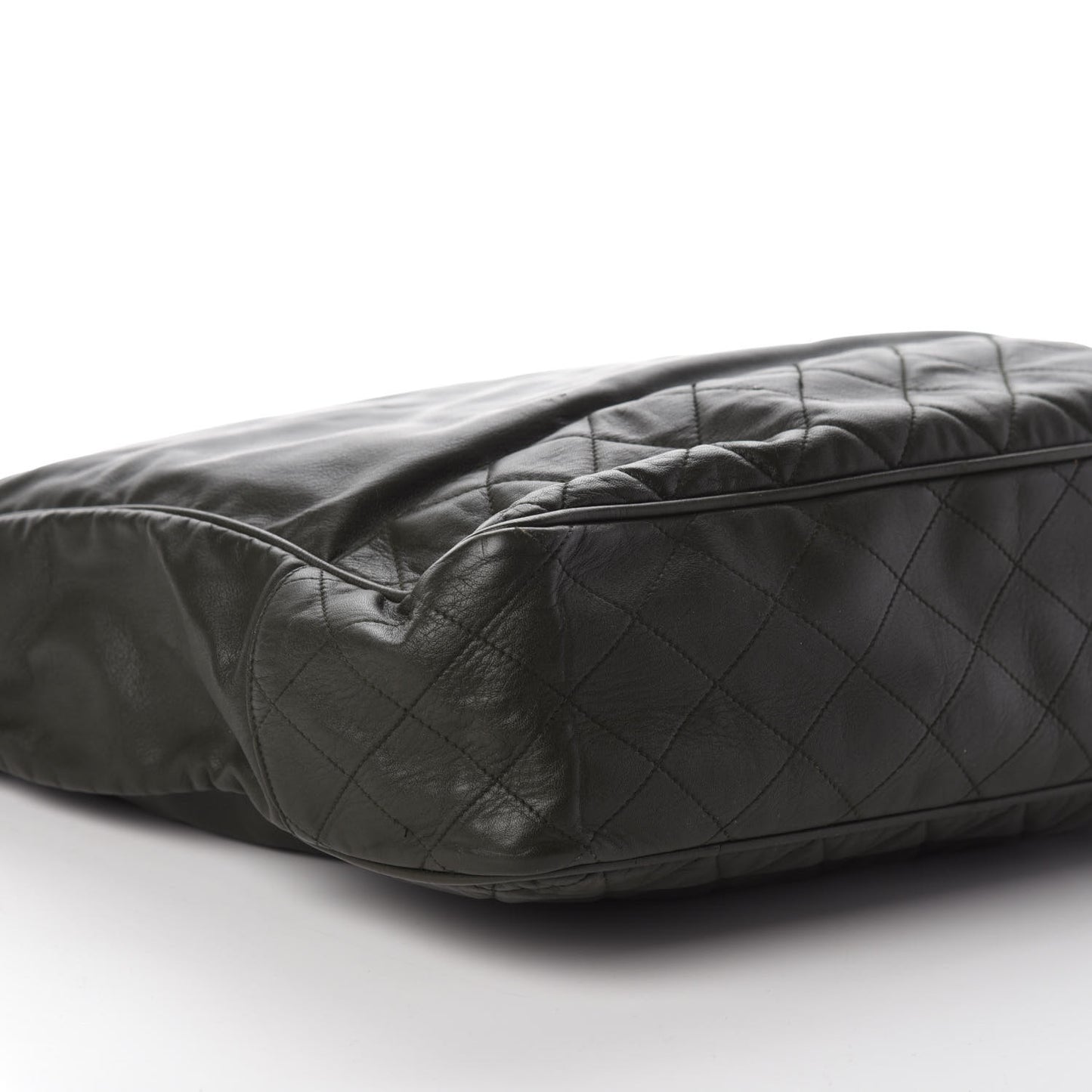 Lambskin Quilted Shopping Tote Green