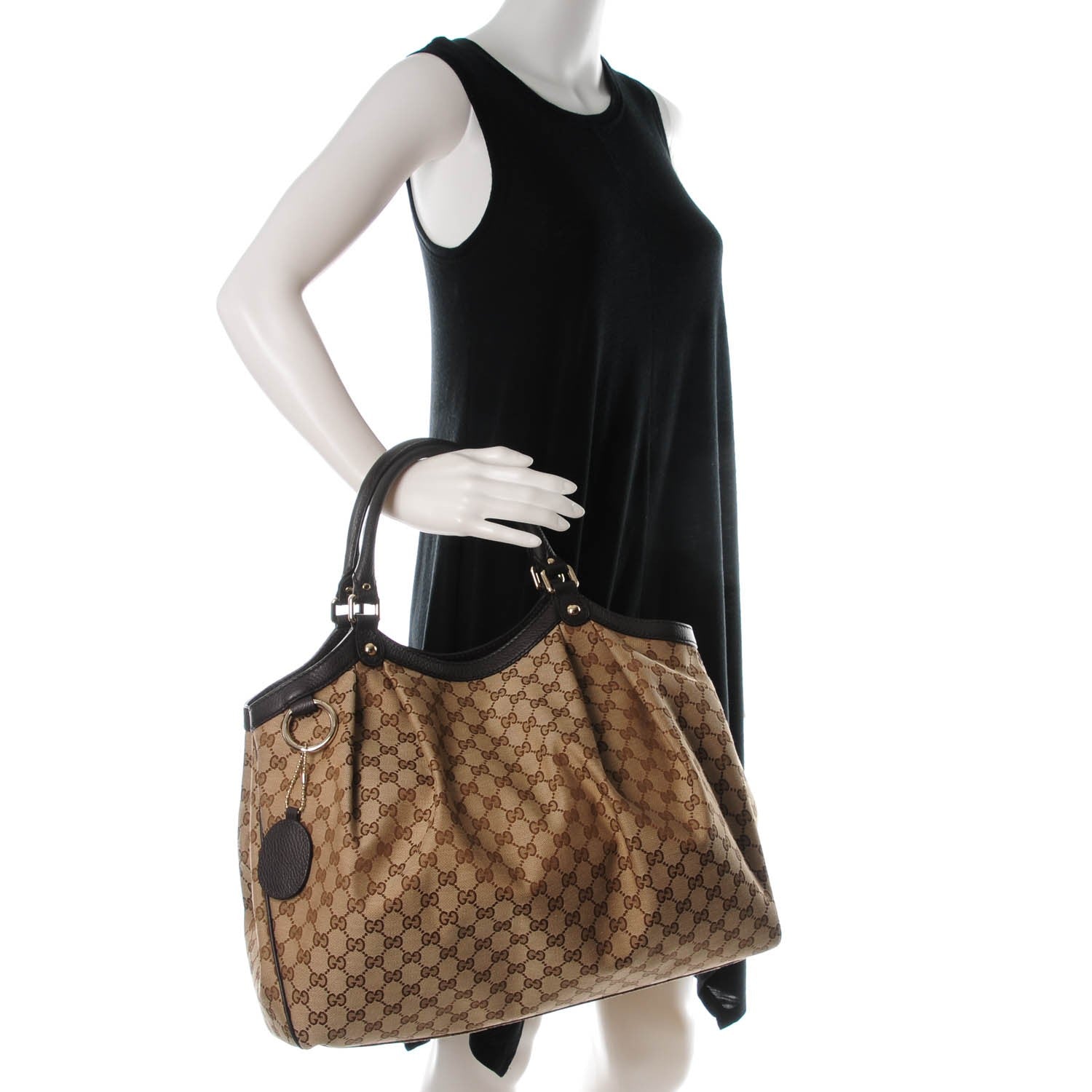 Gucci Monogram Dollar Calfskin Large Sukey Tote Beige Ebony Testa di Moro 2 of 7