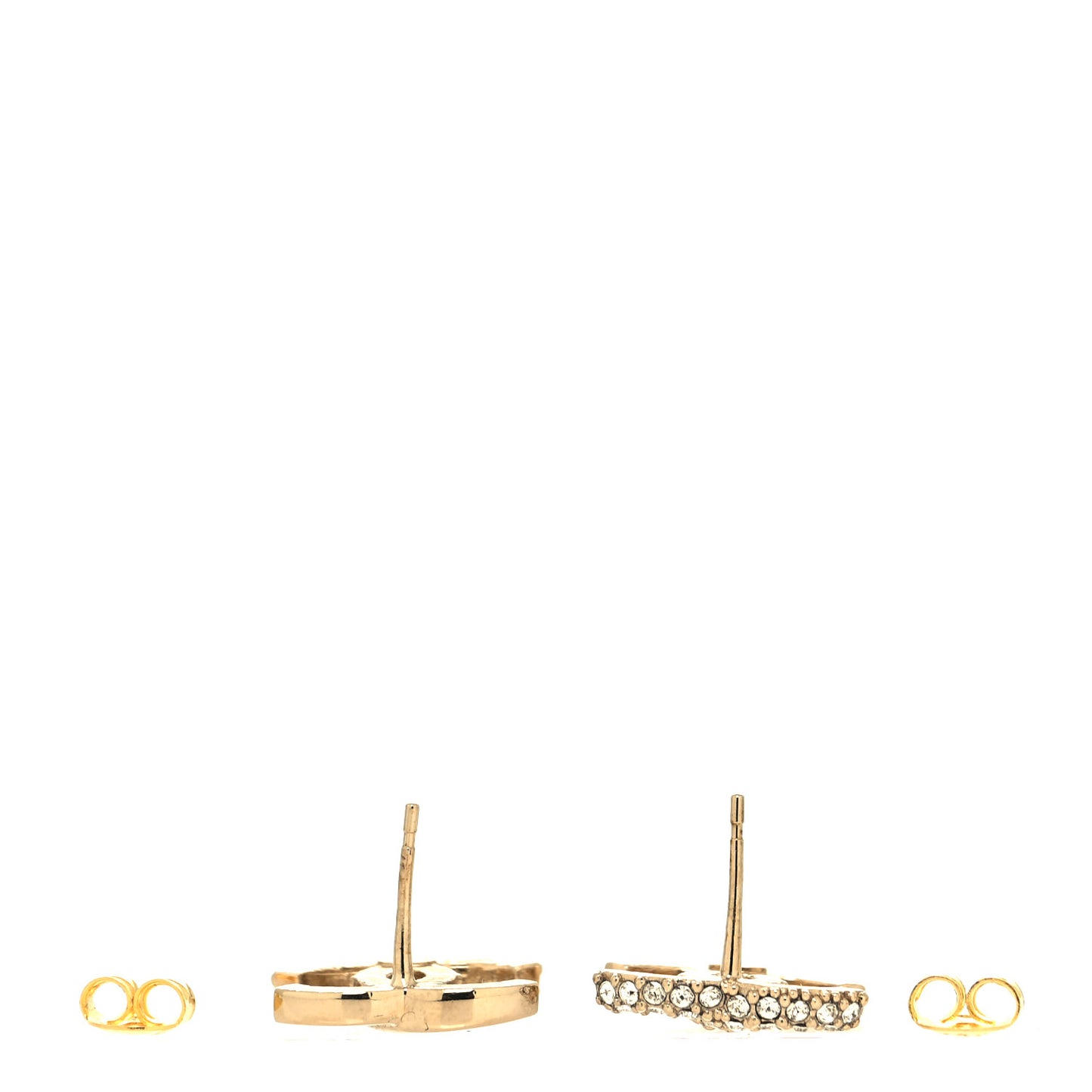 Metal Crystal Bead CC Earrings Gold