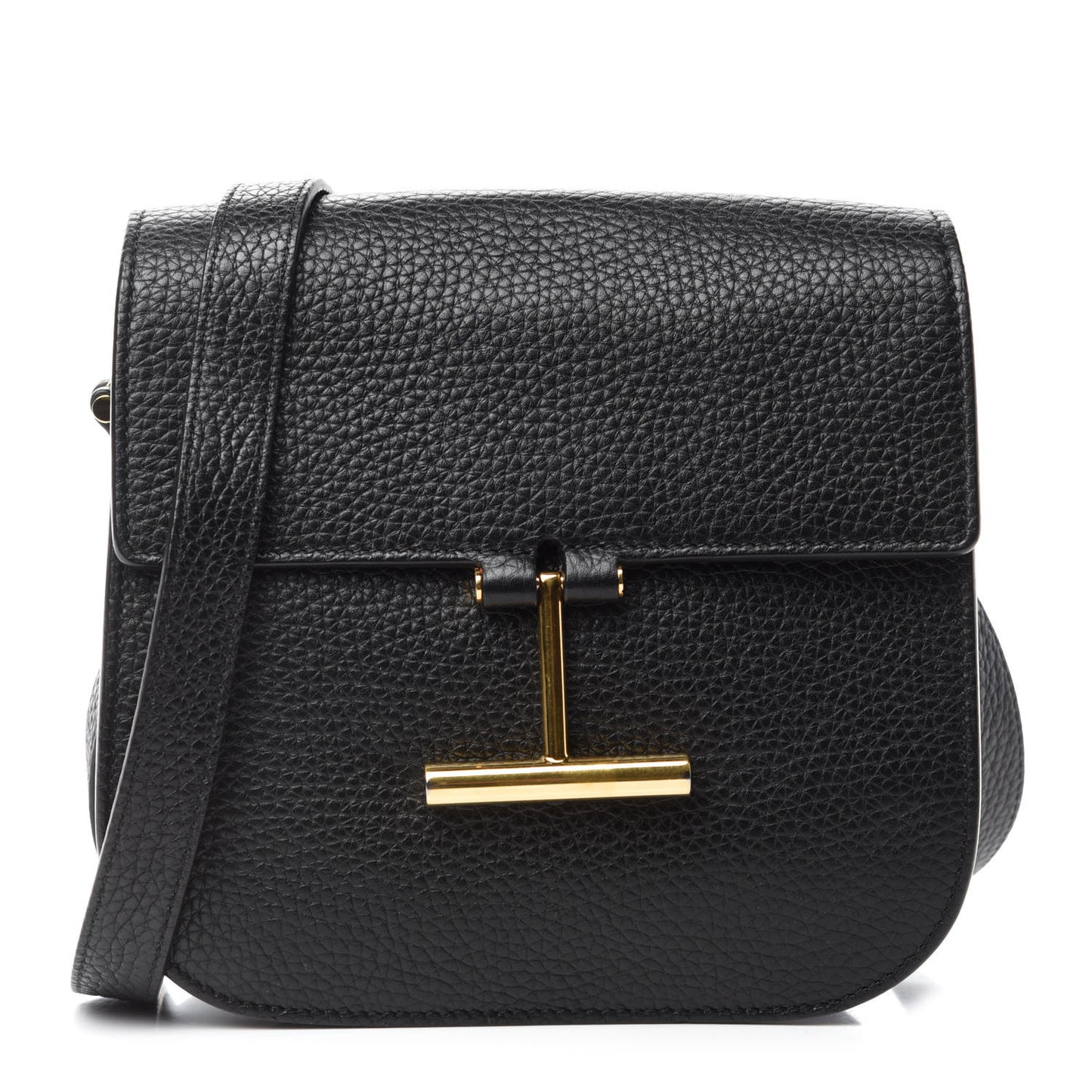 Calfskin Small T Clasp Tara Crossbody Bag Black