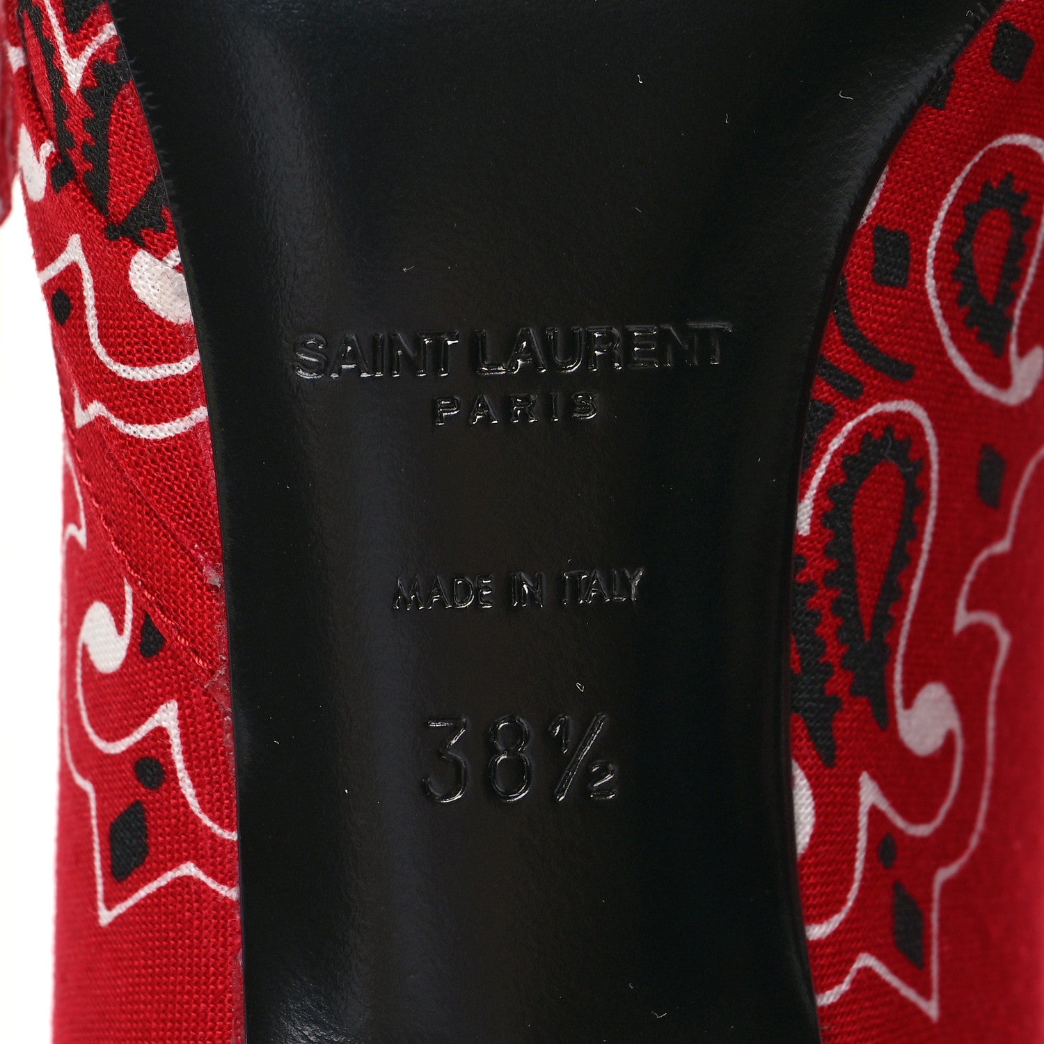 Saint Laurent Bandana Charlotte Kitten Heel Pumps 38.5 Red 6 of 8