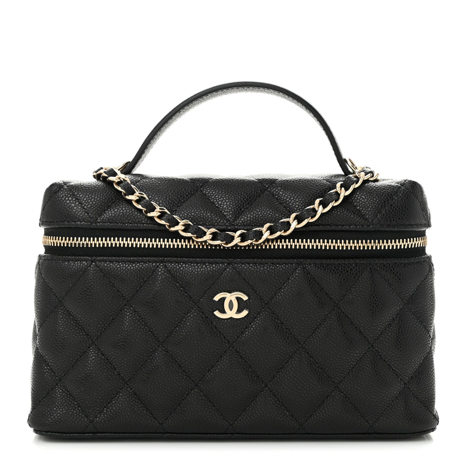 Chanel Caviar Quilted Top Handle Slim Vanity With Chain Black 1 of 11