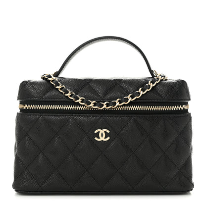 Chanel Caviar Quilted Top Handle Slim Vanity With Chain Black 1 of 11