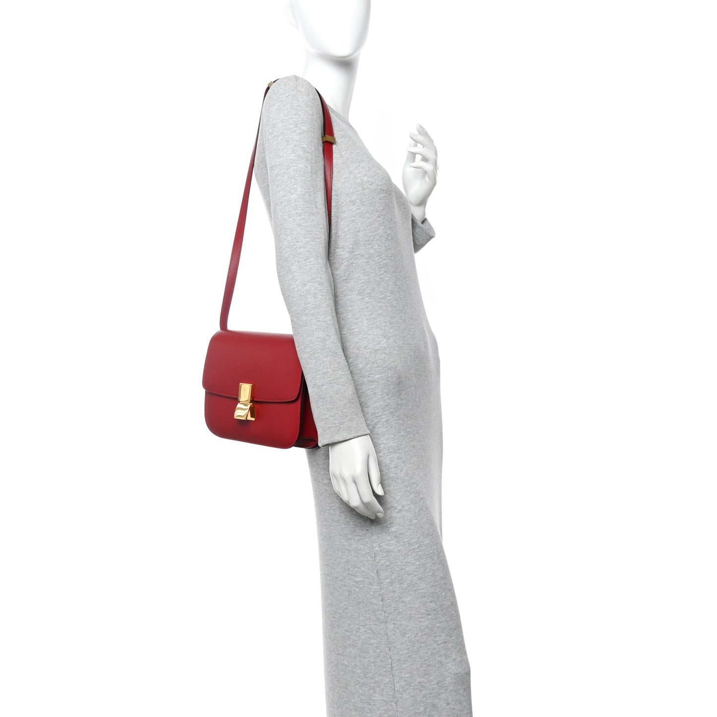 Box Calfskin Medium Classic Box Flap Bag Red