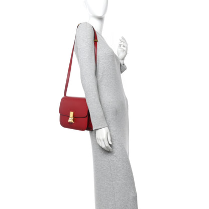 Celine Box Calfskin Medium Classic Box Flap Bag Red 2 of 9