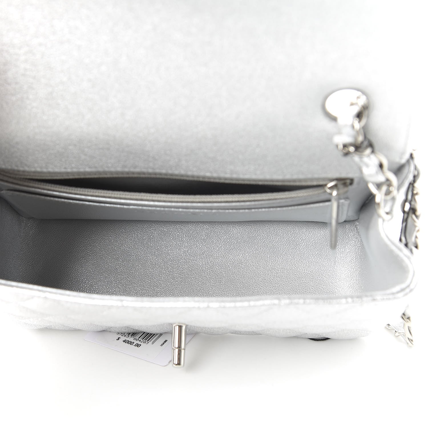 Chanel Metallic Lambskin Quilted Mini Rectangular Flap Silver 5 of 10