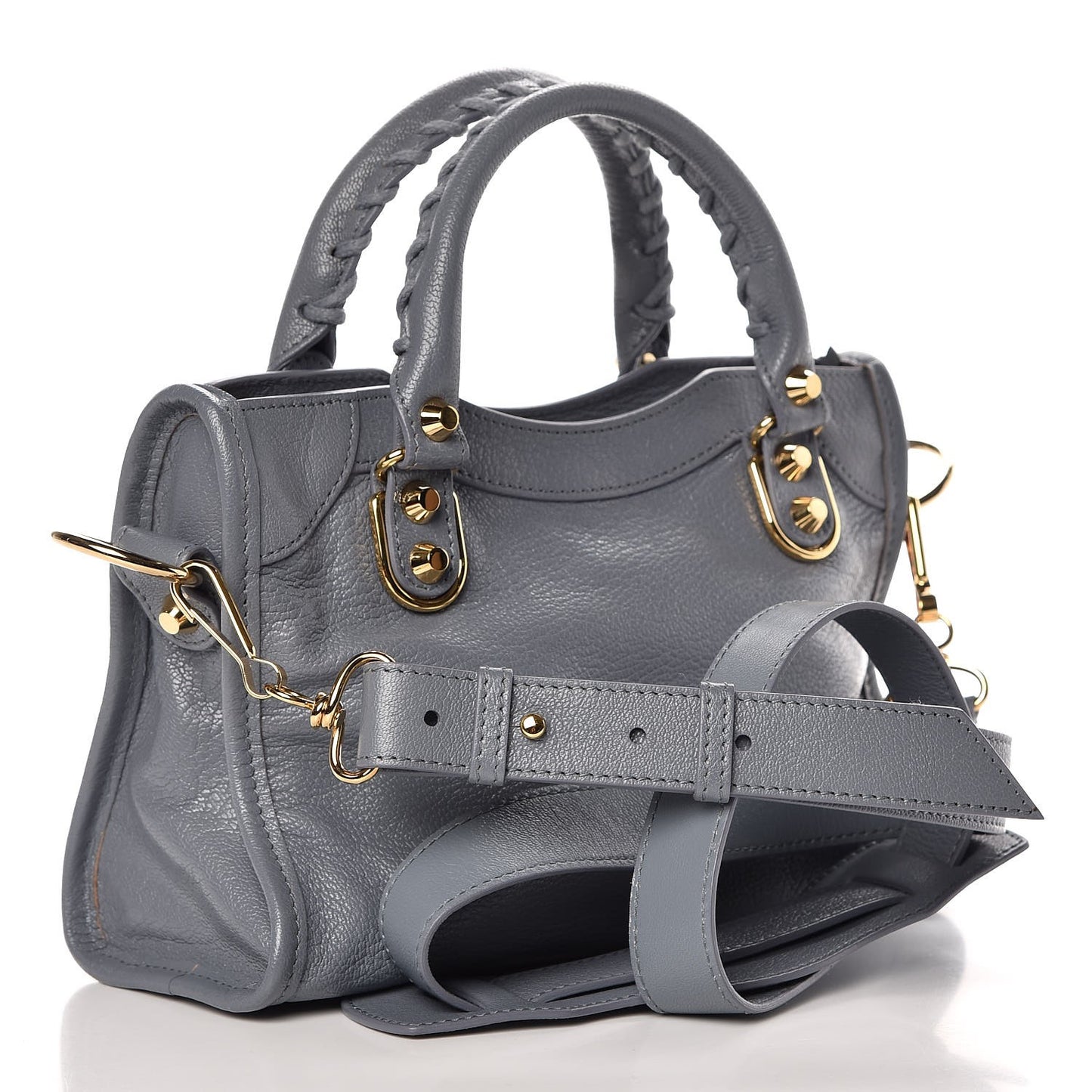 Chevre Gold Metallic Edge Hardware Mini City Bleu Acier
