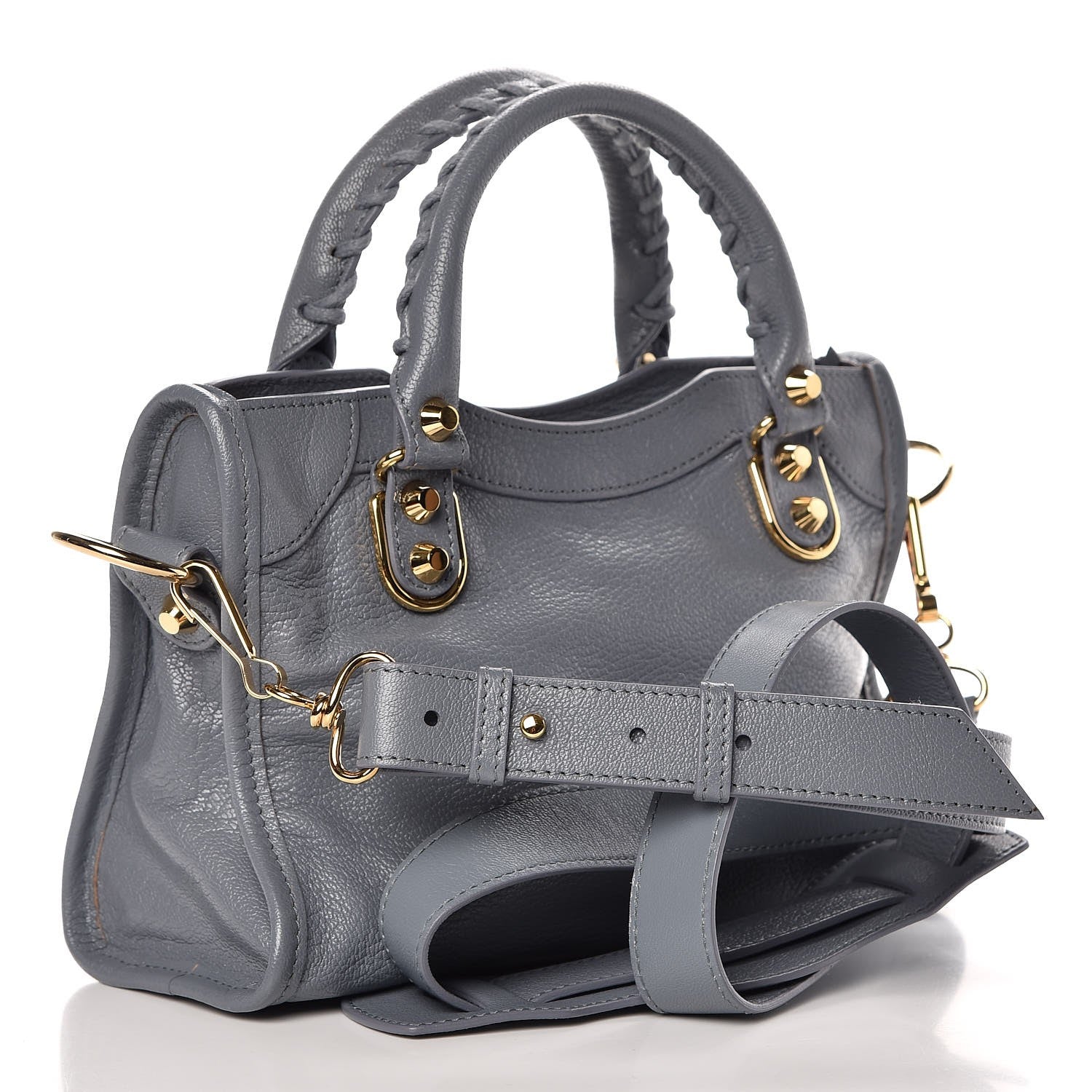 Balenciaga Chevre Gold Metallic Edge Hardware Mini City Bleu Acier 2 of 12