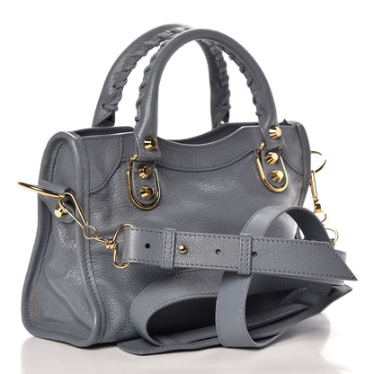 Balenciaga Chevre Gold Metallic Edge Hardware Mini City Bleu Acier 2 of 12