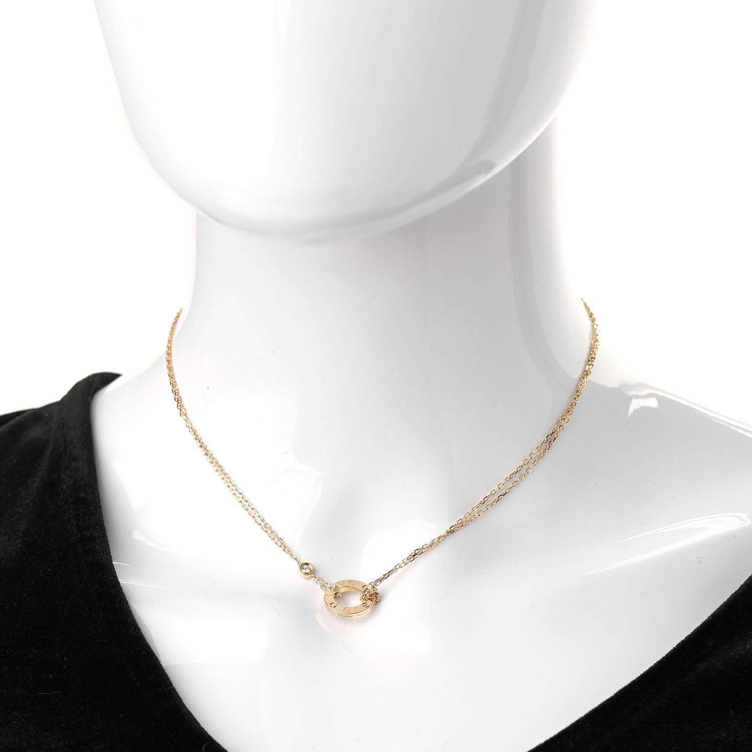 Cartier 18K Yellow Gold 2 Diamond LOVE Necklace 2 of 5