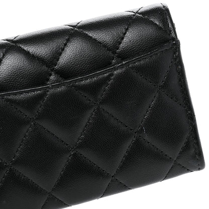 Chanel Lambskin Quilted Flap Card Holder Wallet Black 9 of 11