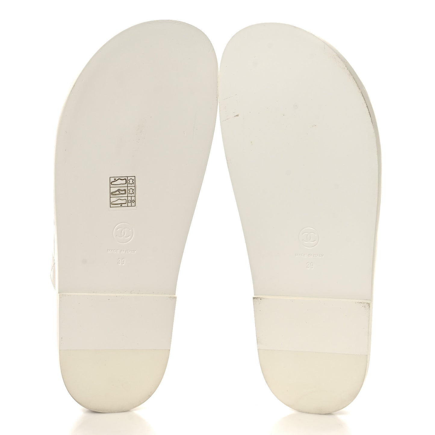 Lambskin Quilted Velcro Dad Chain CC Slide Sandals 39 White