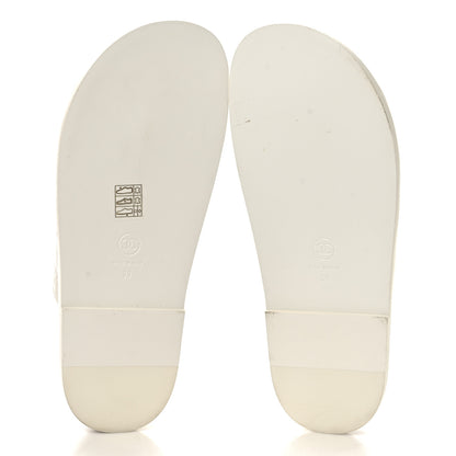Chanel Lambskin Quilted Velcro Dad Chain CC Slide Sandals 39 White 6 of 9