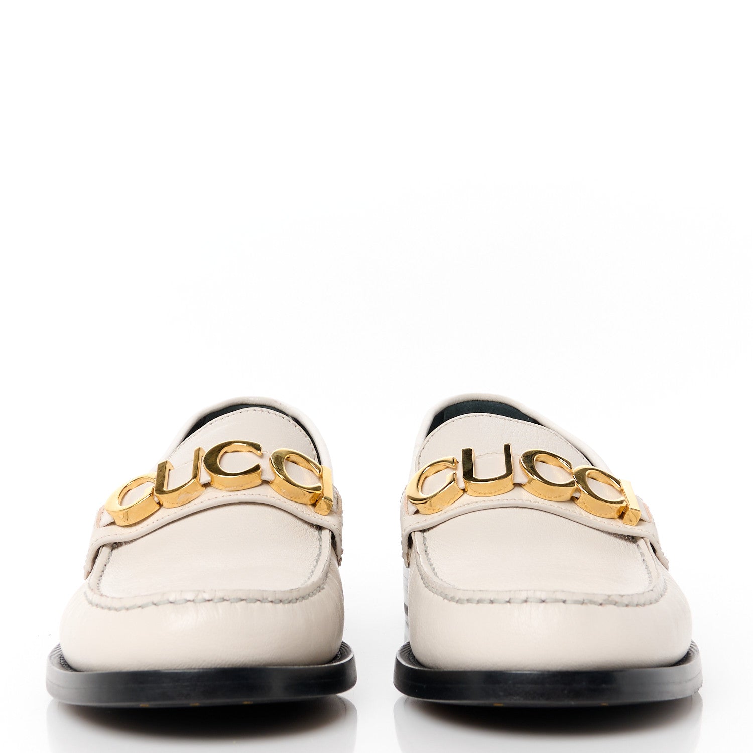 Gucci Goatskin Womens Logo 15mm Loafers 38.5 Mystic White 2 of 9