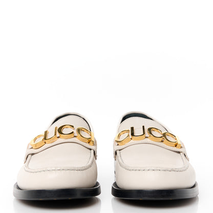 Gucci Goatskin Womens Logo 15mm Loafers 38.5 Mystic White 2 of 9