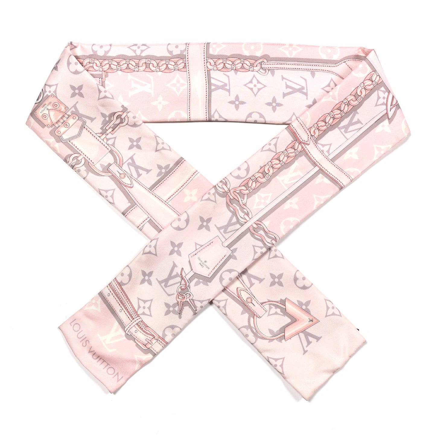 Silk Monogram Confidential Bandeau Light Pink Porcelain Rose Beige Ebony