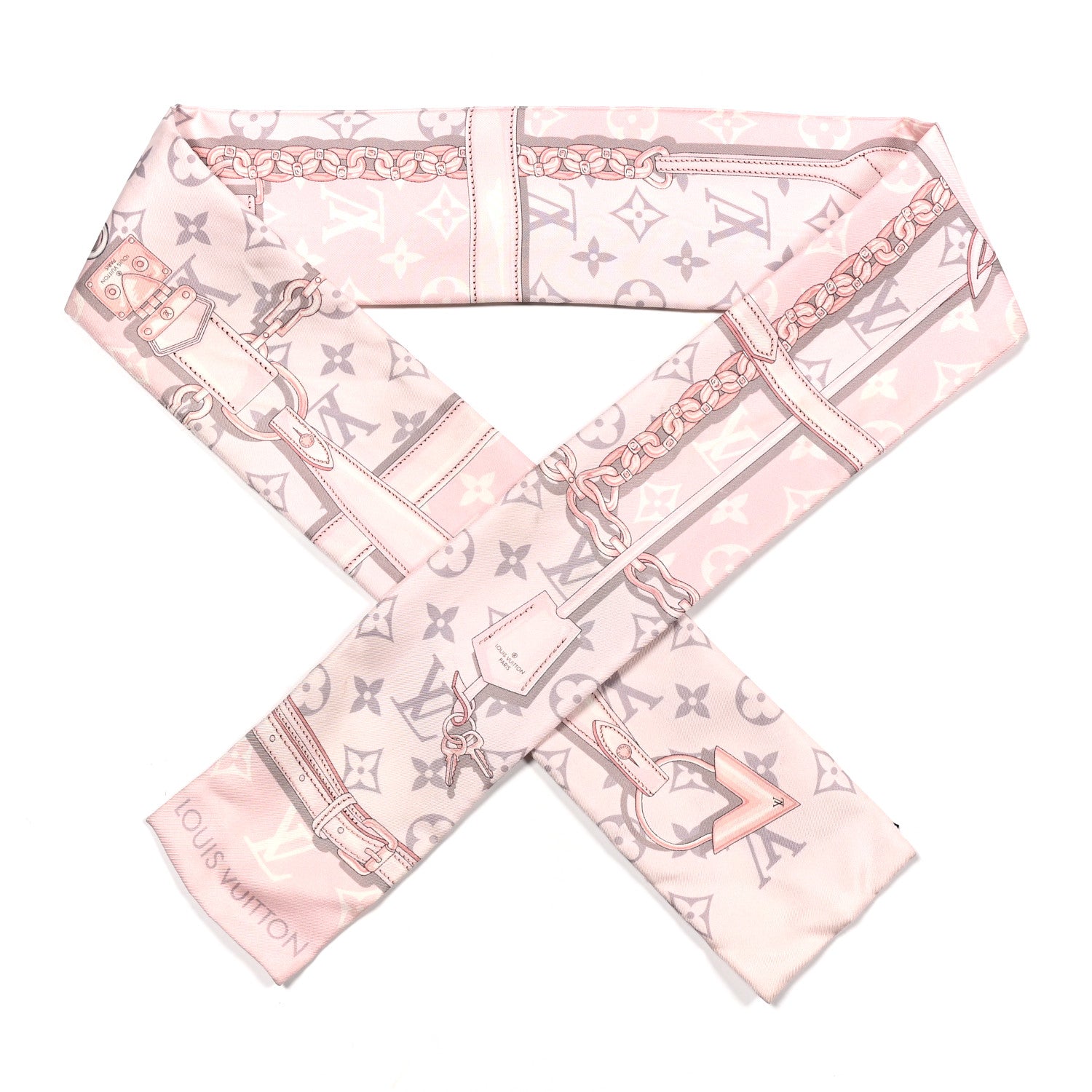 Louis Vuitton Silk Monogram Confidential Bandeau Light Pink Porcelain Rose Beige Ebony 1 of 3