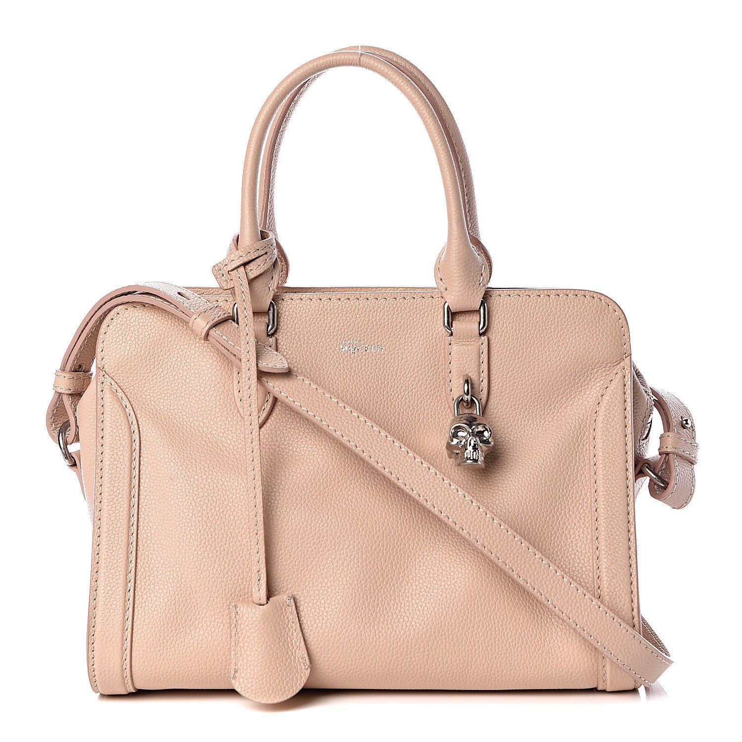 Alexander McQueen Pebbled Calfskin Small Skull Padlock Zip Around Tote Teint 1 of 12