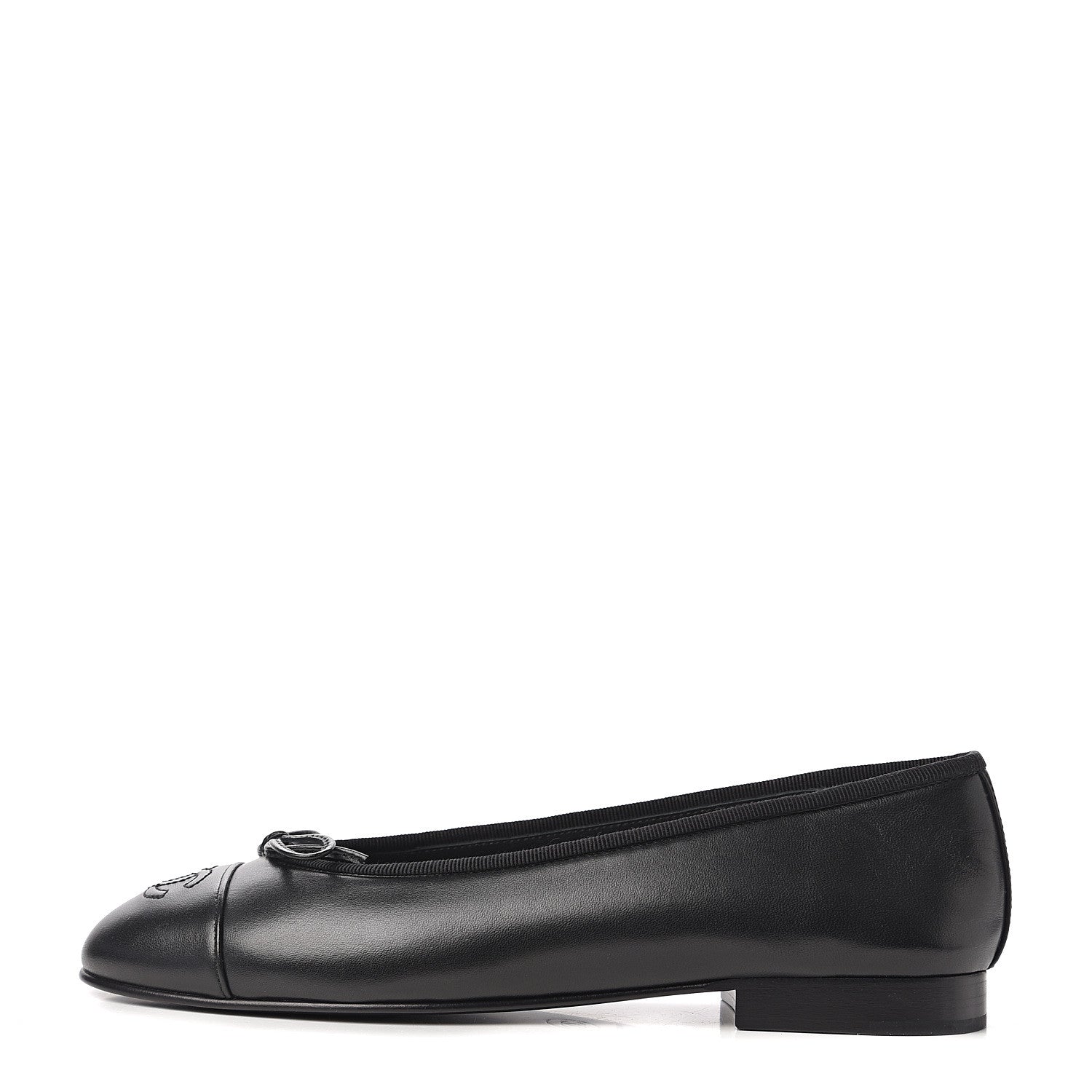 Chanel Lambskin Cap Toe Ballerina Flats 38 Black 1 of 8