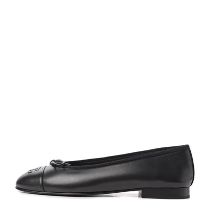 Chanel Lambskin Cap Toe Ballerina Flats 38 Black 1 of 8