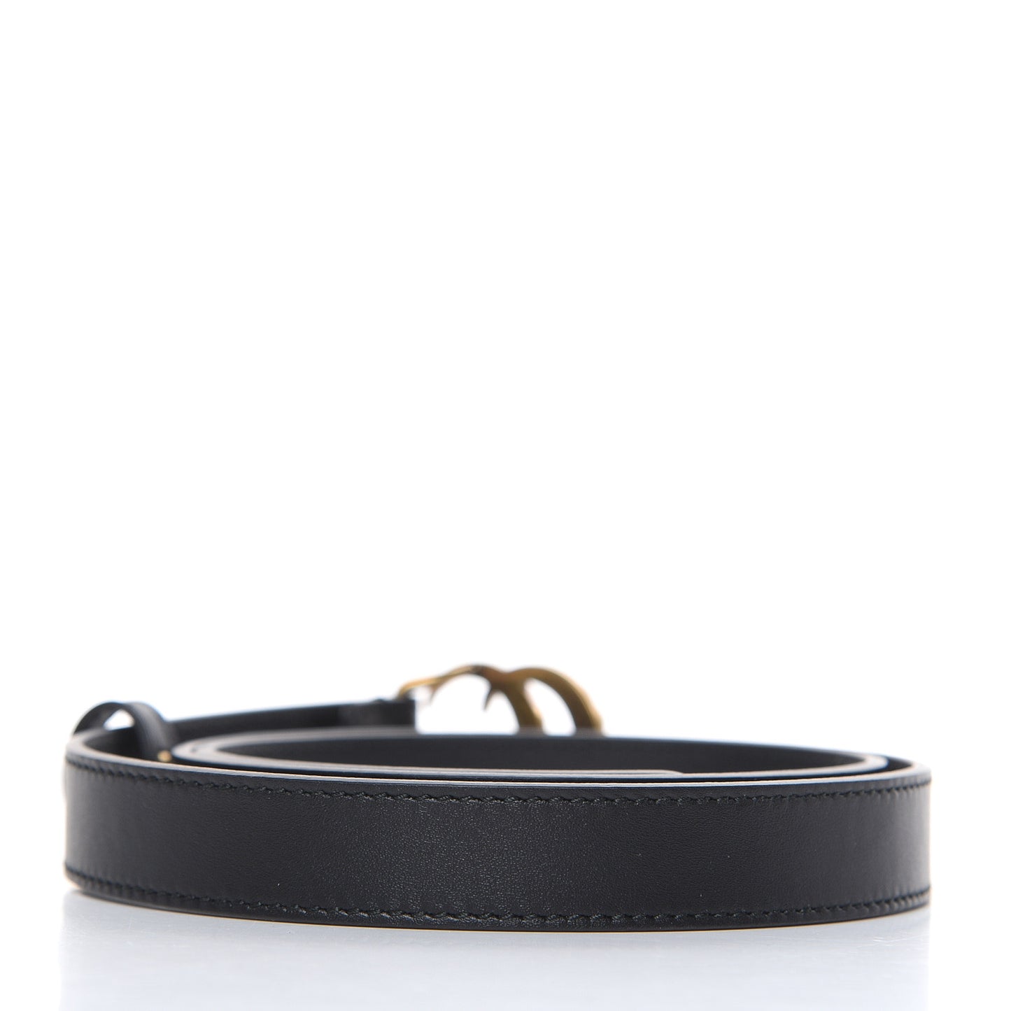 Moon Calfskin Pearl Double G 20mm Belt 80 32 Black Cream