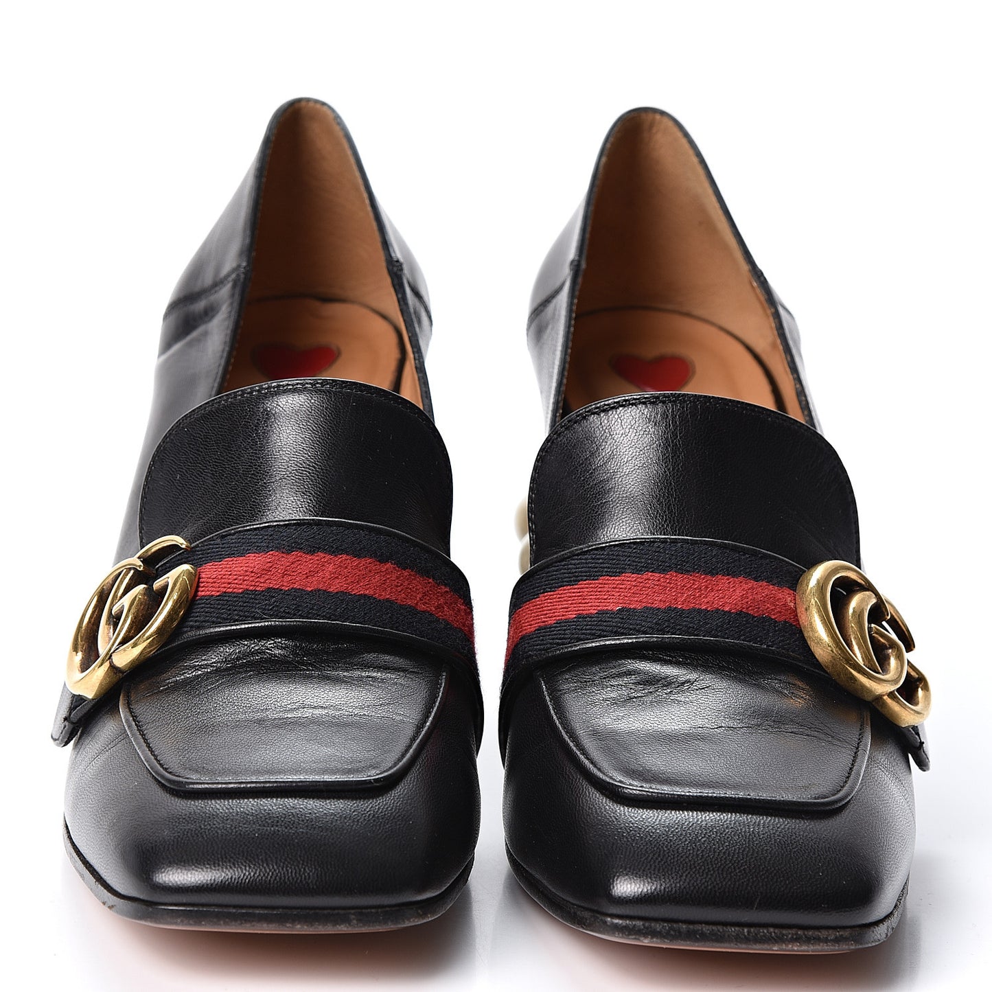 Malaga Kid Web Pearl Embellished Peyton 75mm Loafer Pumps 38 Black