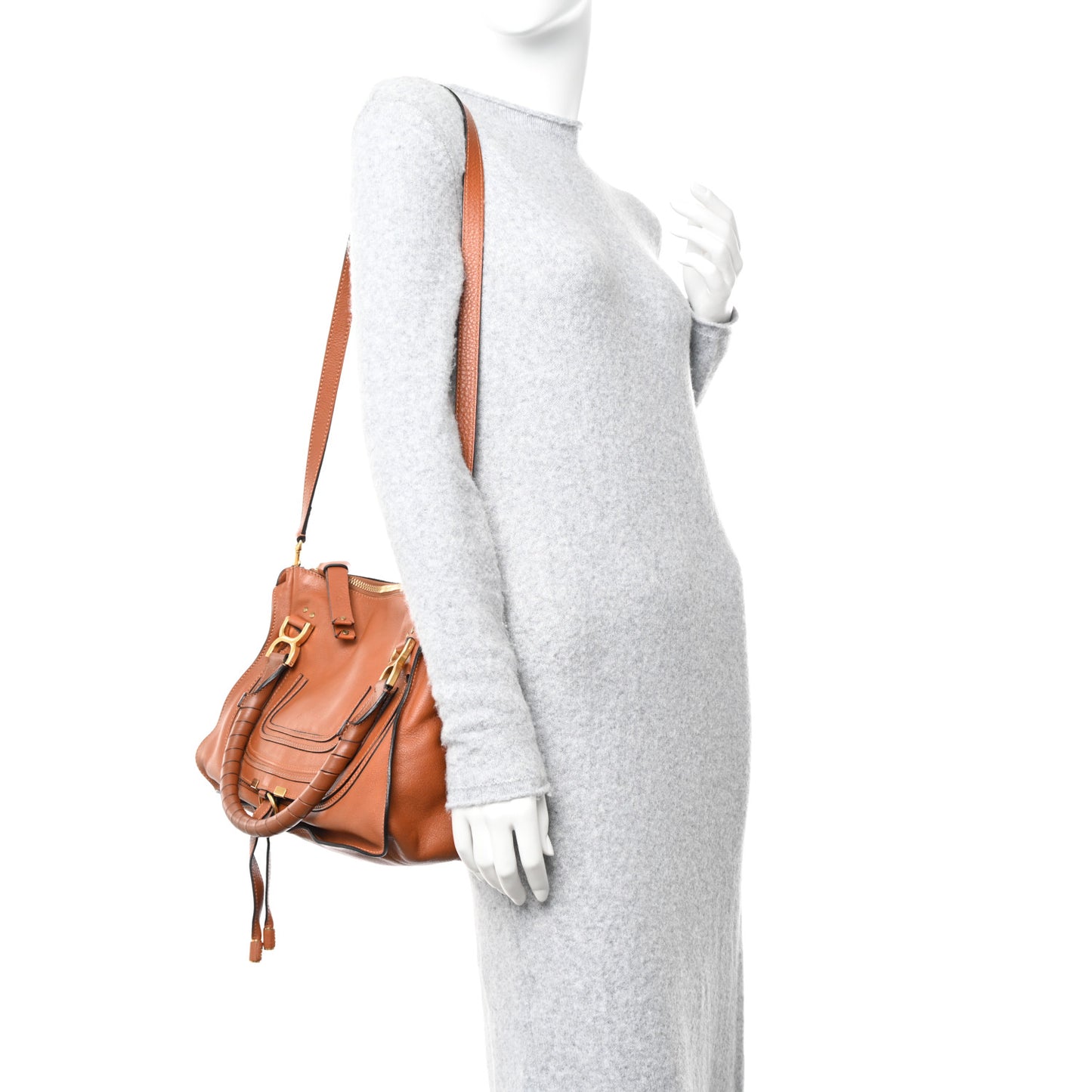 Calfskin Medium Marcie Satchel Tan