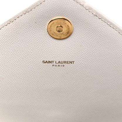 Saint Laurent Grain De Poudre Matelasse Chevron Large Monogram Satchel Dove White 9 of 15