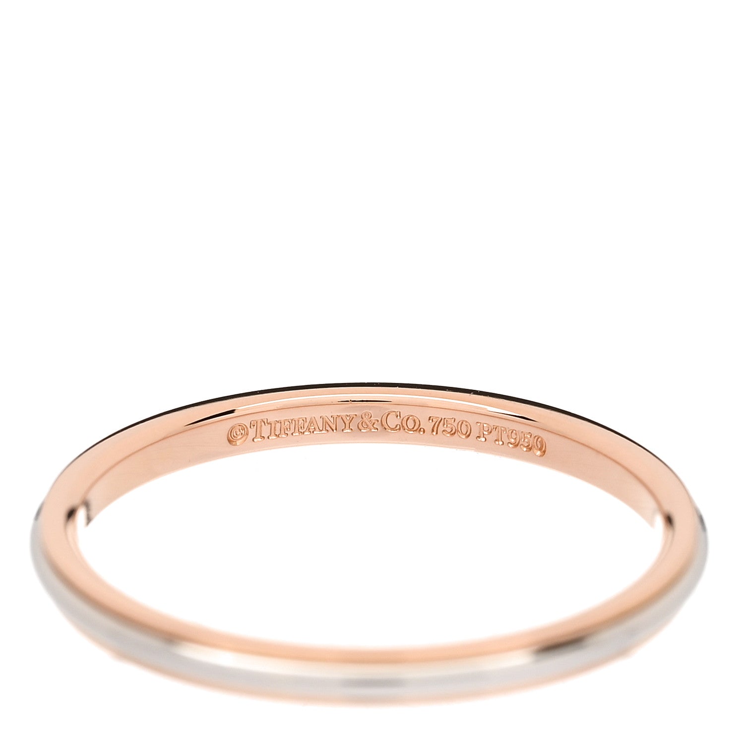 Tiffany Platinum 18K Rose Gold Lucida 2mm Band Ring 58 8.5 4 of 5