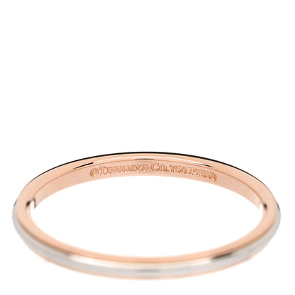 Tiffany Platinum 18K Rose Gold Lucida 2mm Band Ring 58 8.5 4 of 5