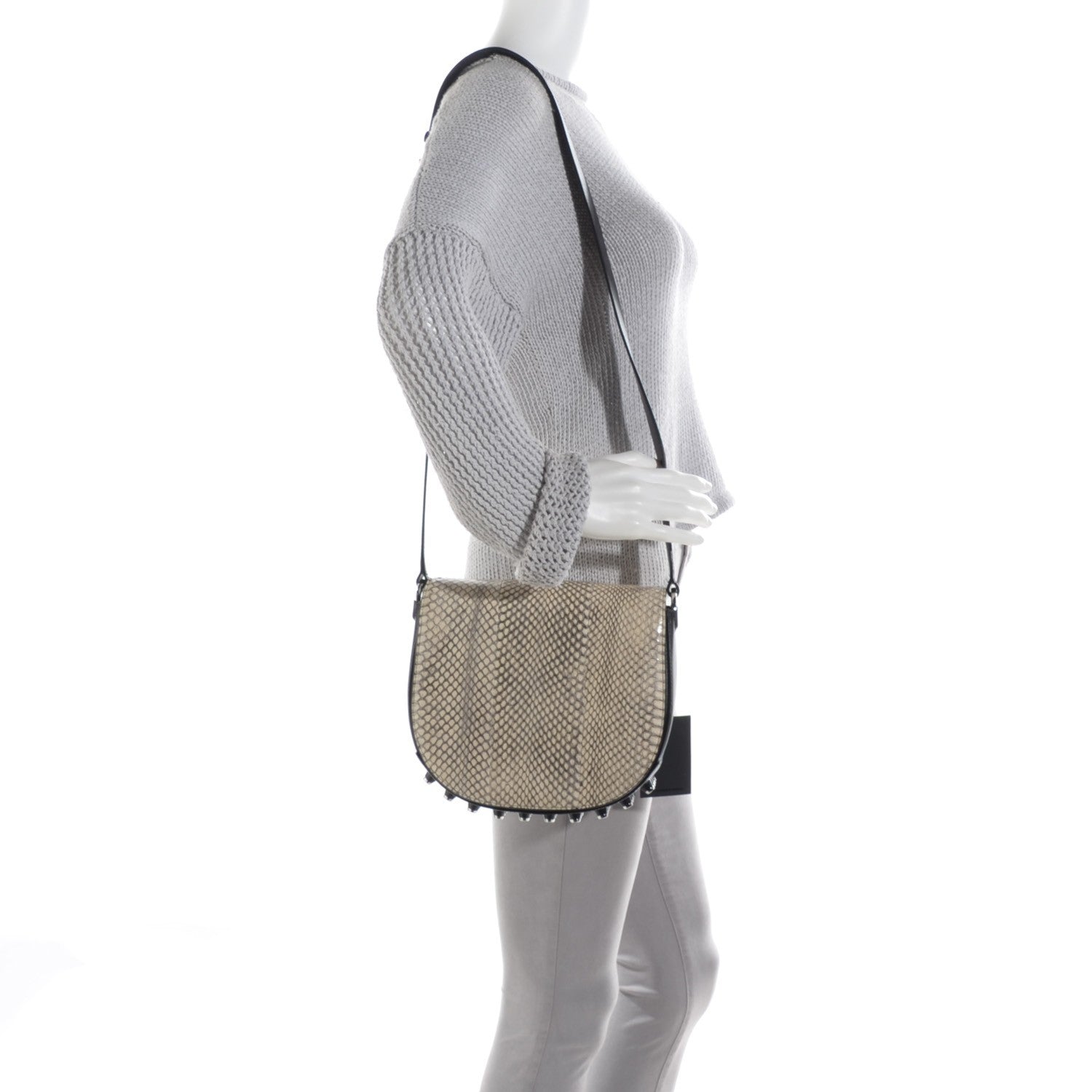 Alexander Wang Python Lia Sling Black Silver Hardware 2 of 8