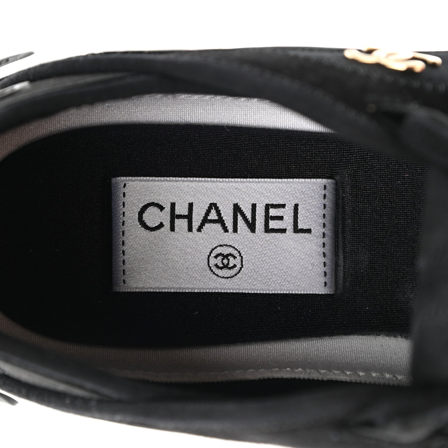 Velvet Calfskin Mixed Fibers CC Sneakers 38.5 Black