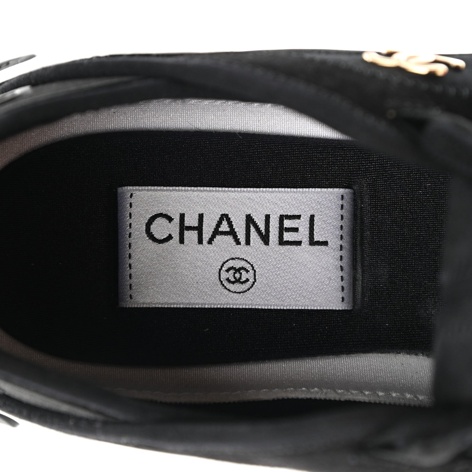 Chanel Velvet Calfskin Mixed Fibers CC Sneakers 38.5 Black 8 of 11