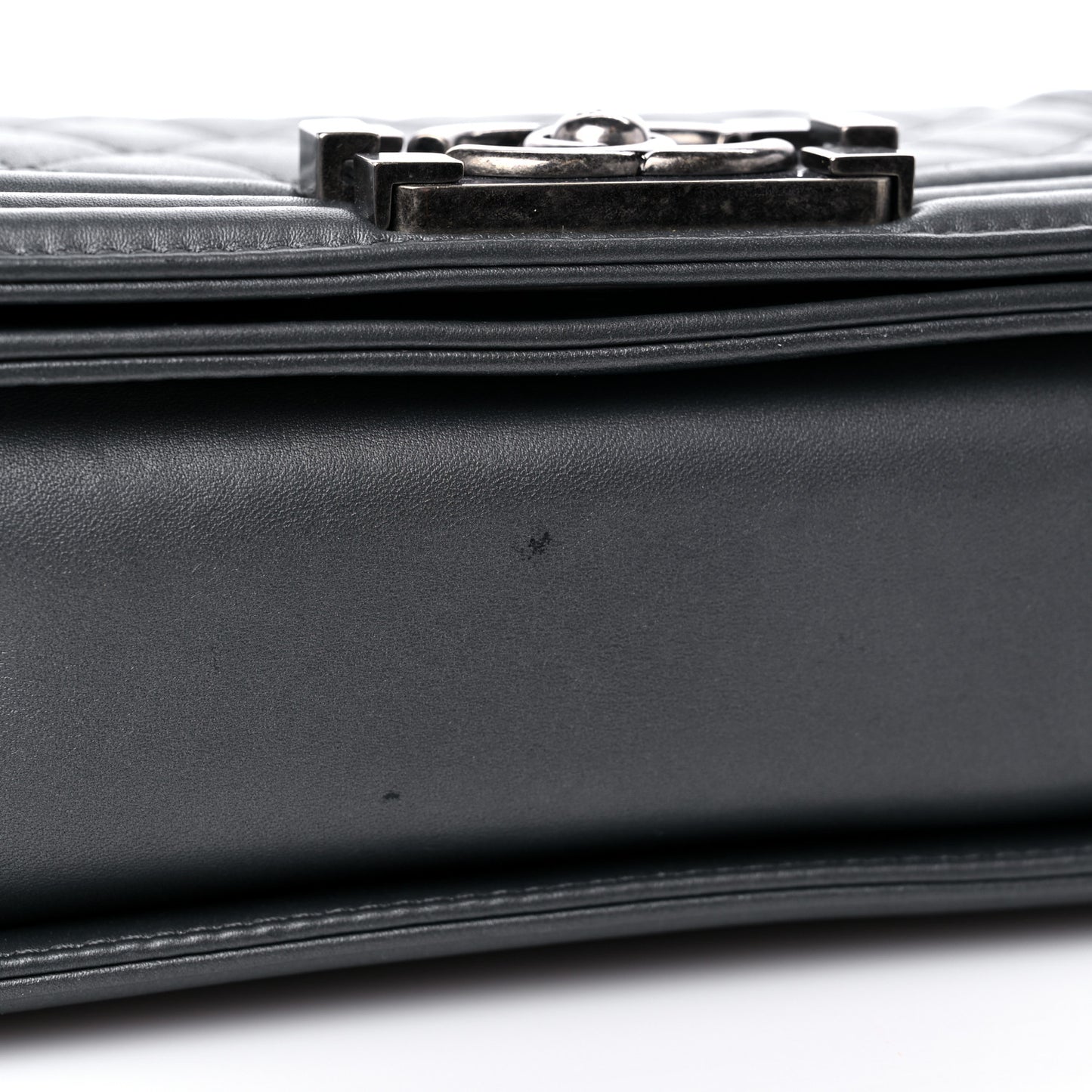 Lambskin Quilted Small Boy Flap Dark Grey