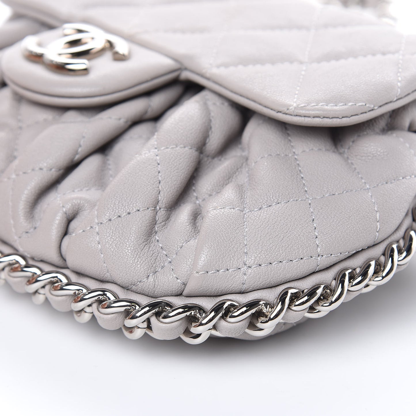 Washed Lambskin Quilted Mini Chain Around Messenger Grey