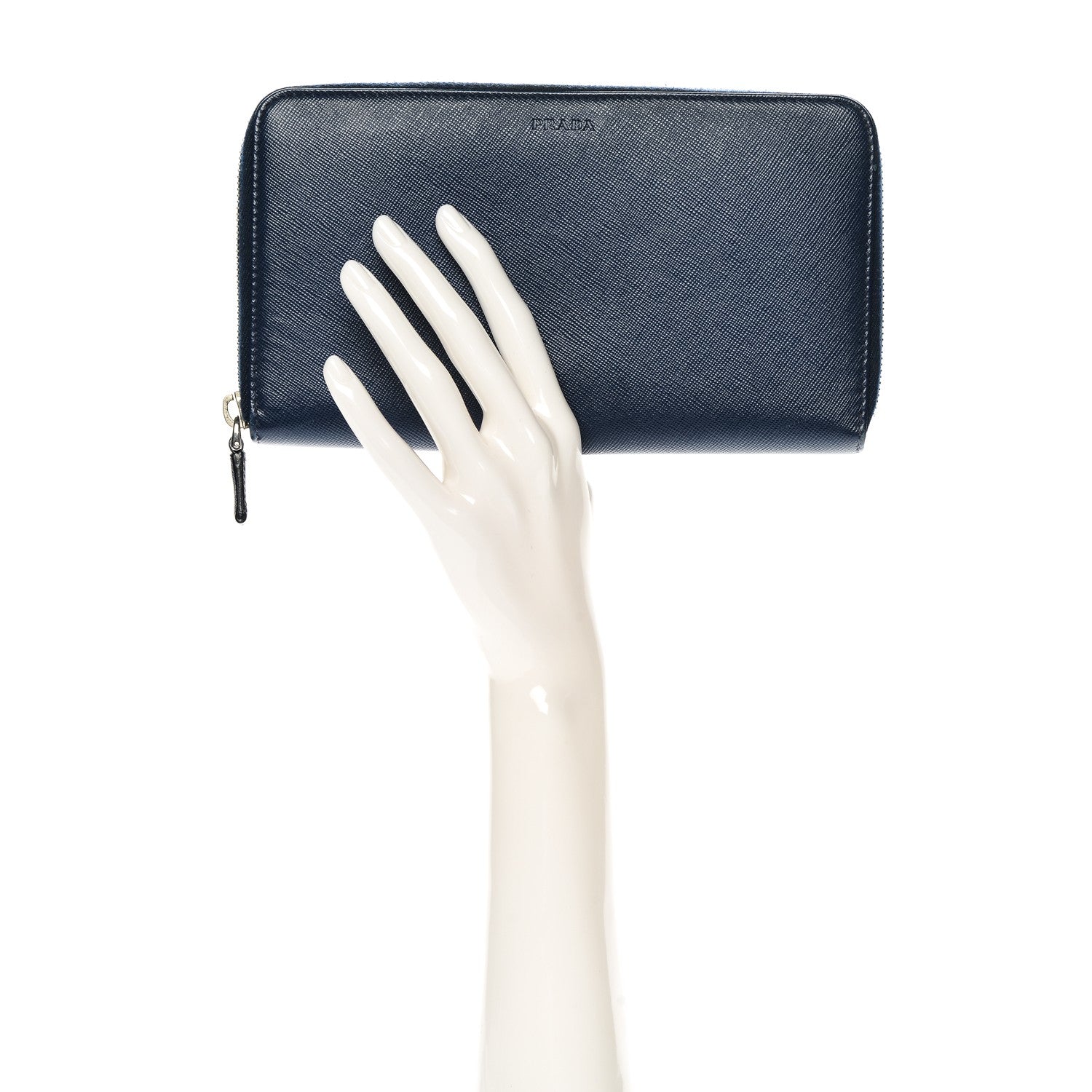 Prada Saffiano Large Zip Around Travel Wallet Bleuette 2 of 8