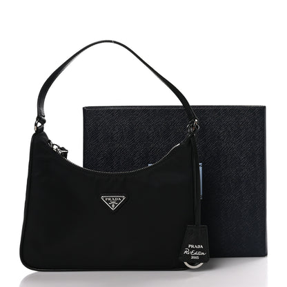 Prada Tessuto Nylon Saffiano Mini Re-Edition 2005 Bag Black 9 of 9
