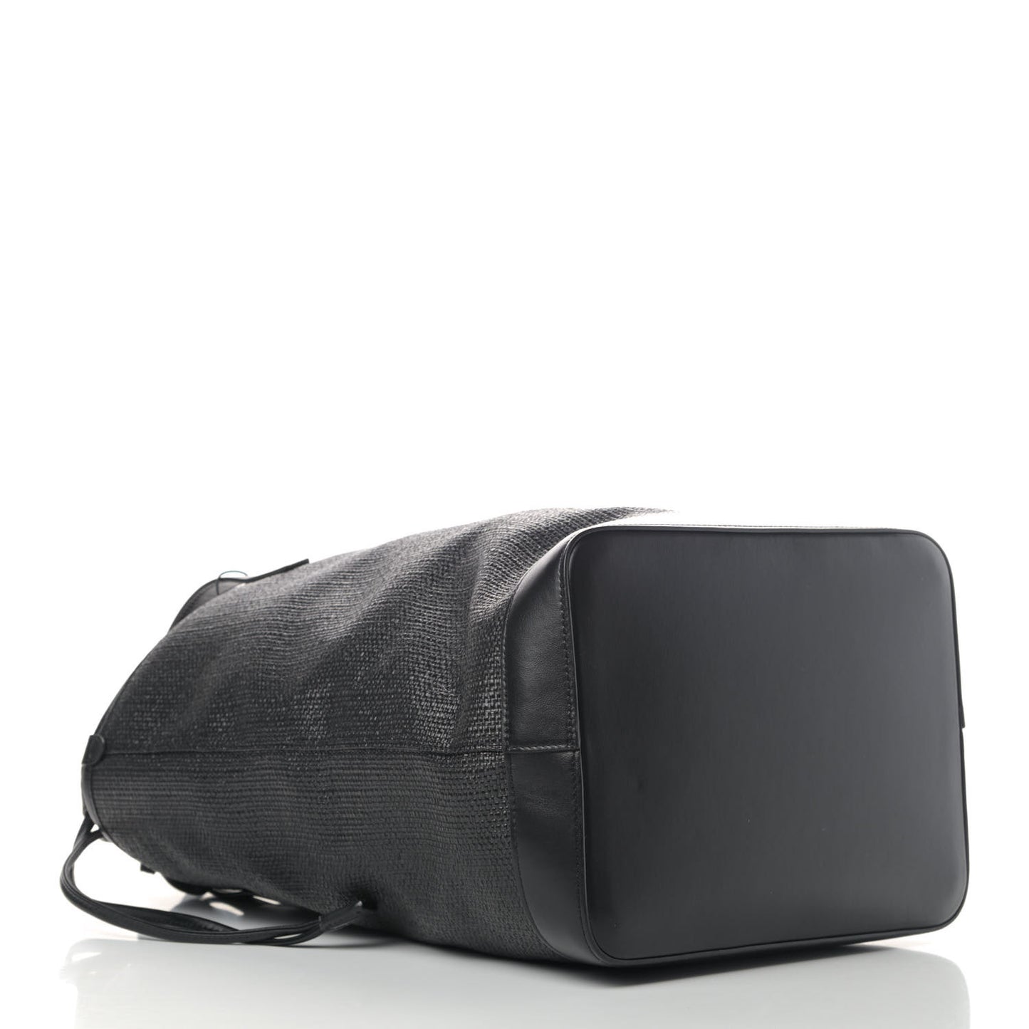 Linen Canvas Teddy Shopping Bag Black