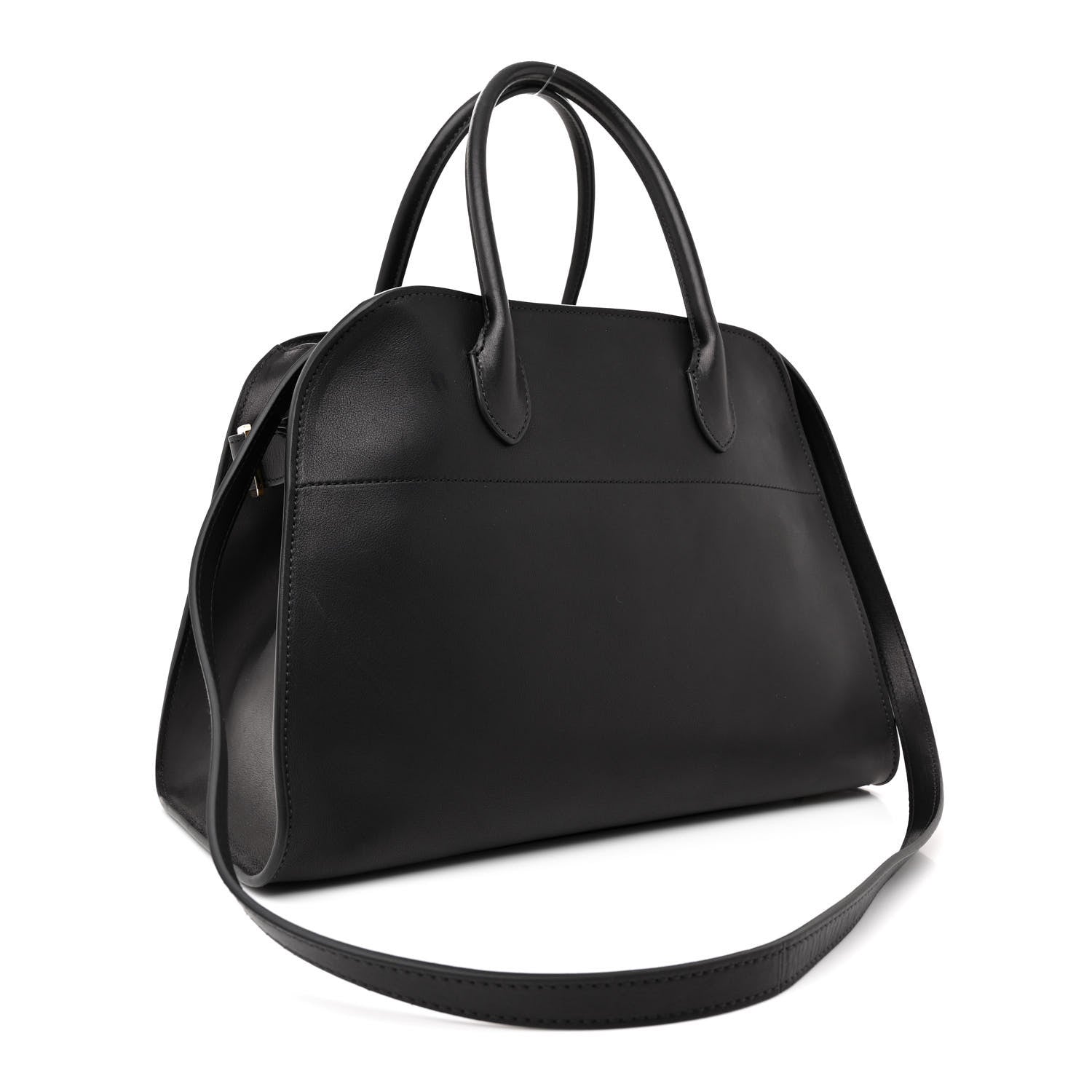 The Row Polished Saddle Calfskin Soft Margaux 12 Black 3 of 10