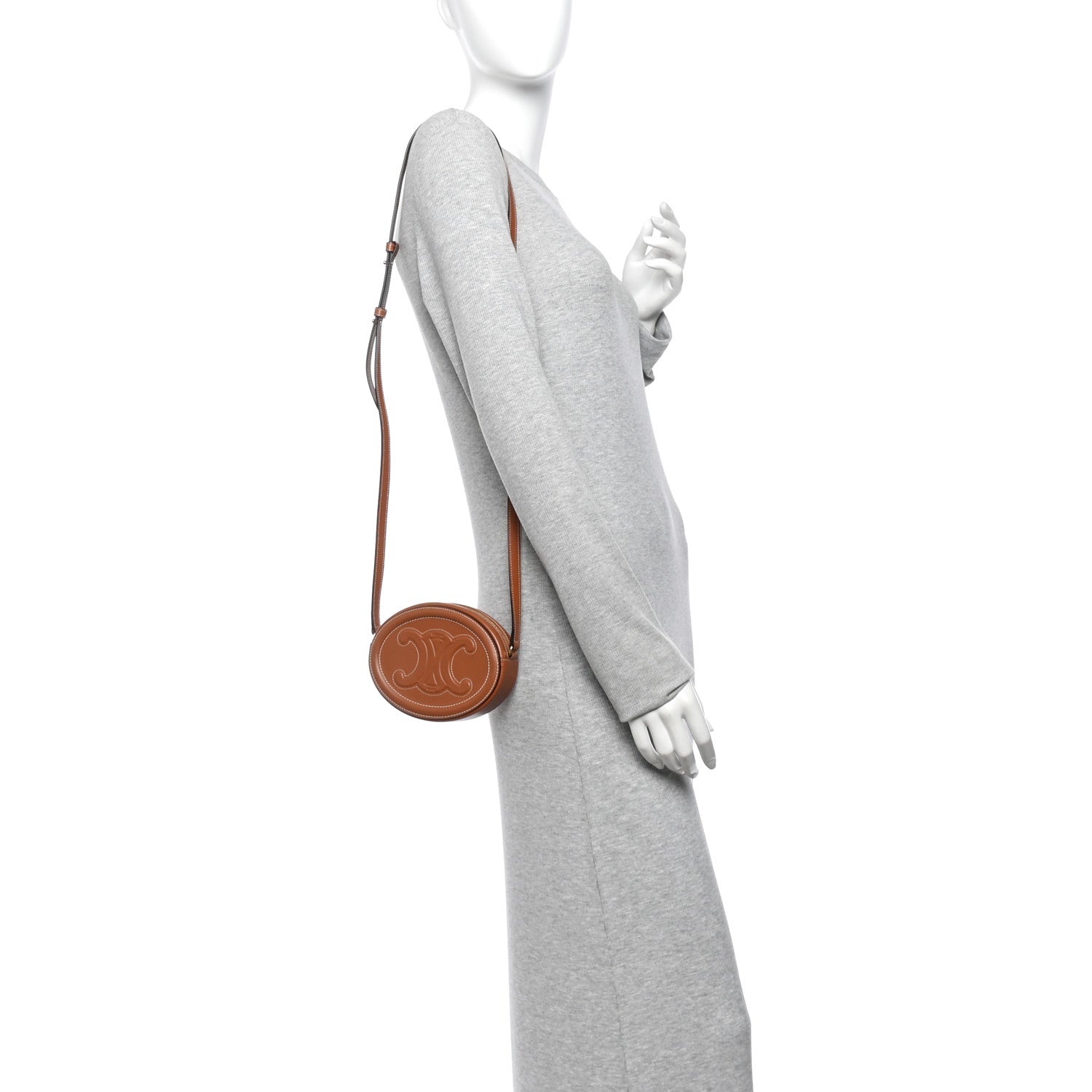 Celine Smooth Calfskin Cuir Small Triomphe Oval Crossbody Purse Tan 2 of 13