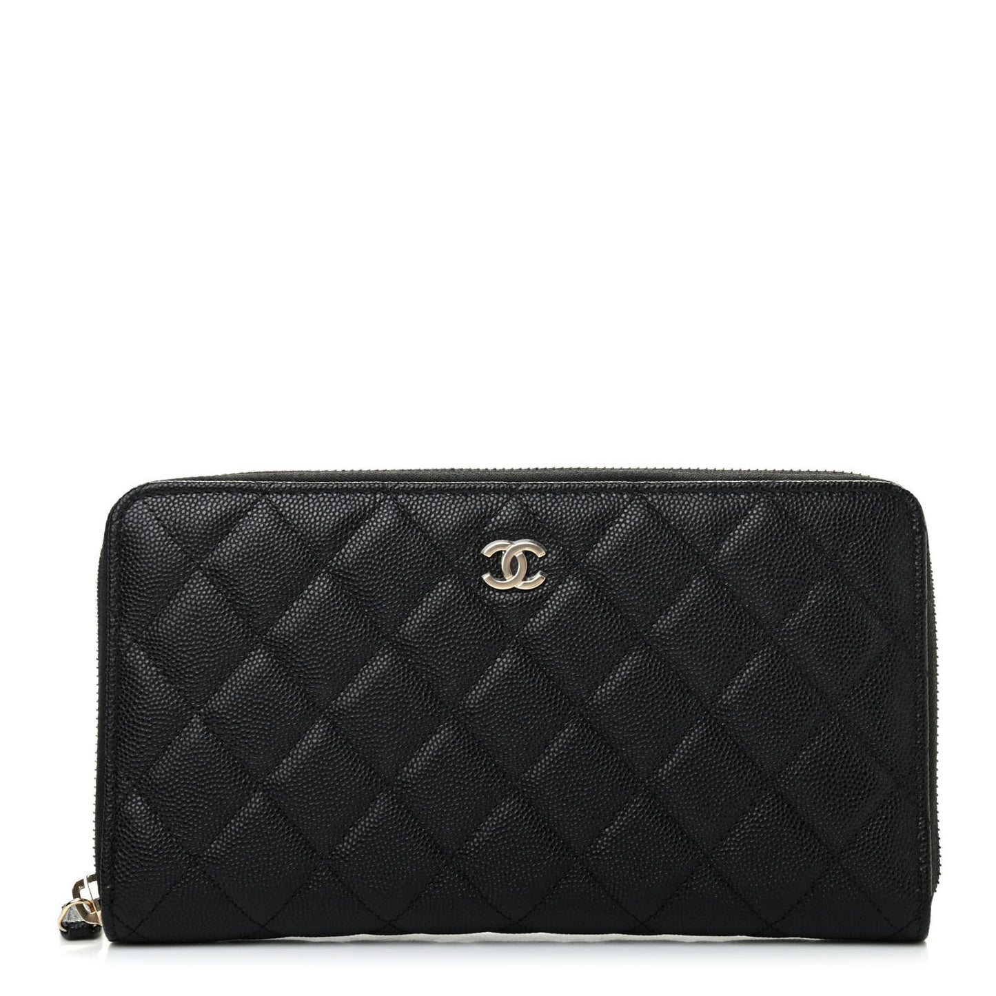 Caviar Quilted Large Zip Around Organizer Wallet Black
