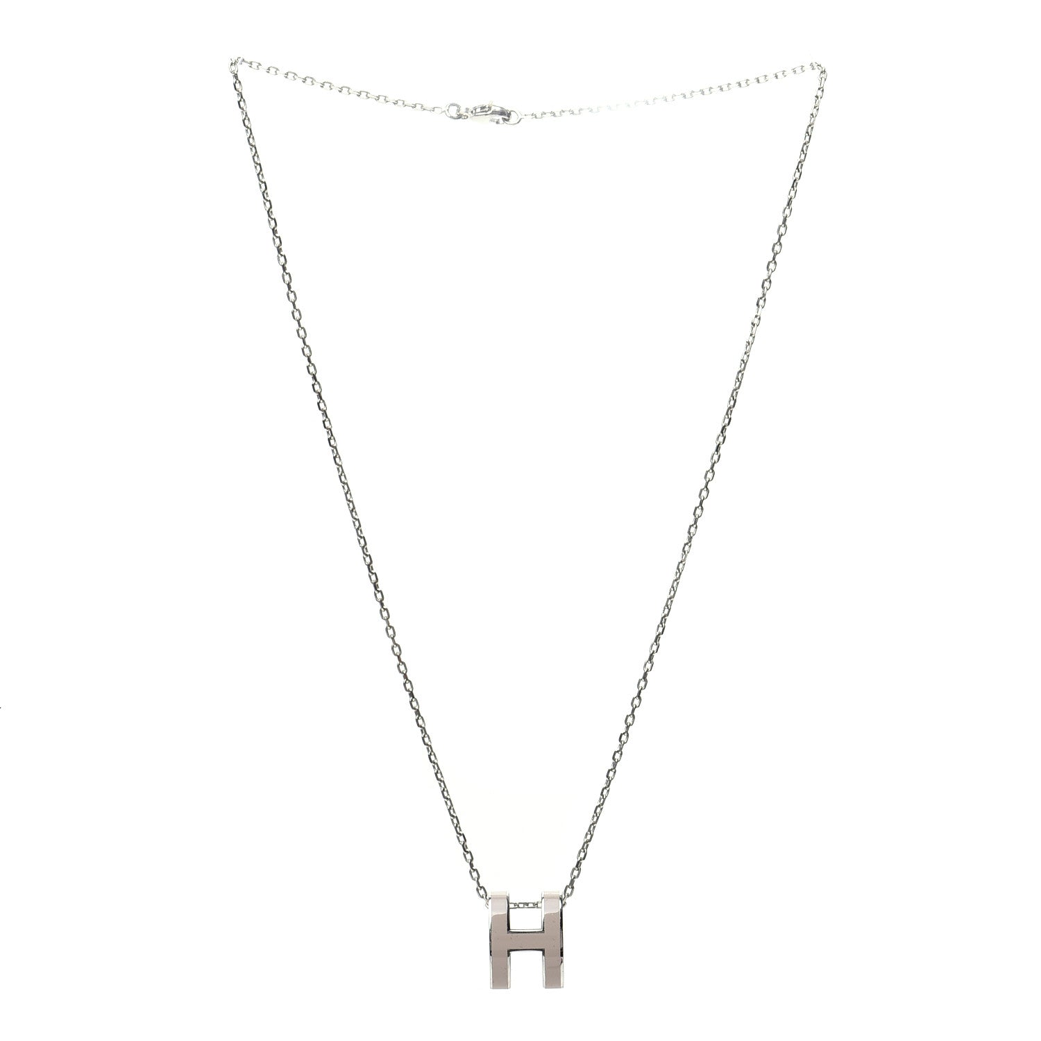 Hermes Lacquered Palladium Pop H Pendant Necklace Marron Glace 3 of 6