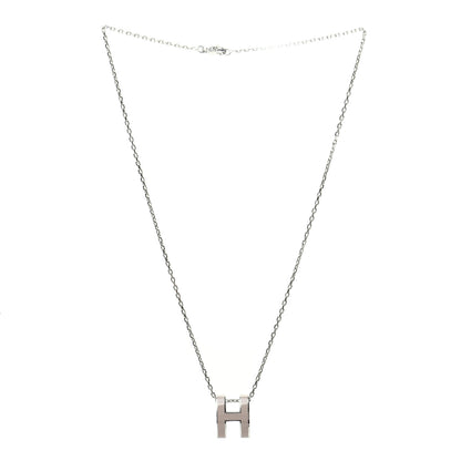 Hermes Lacquered Palladium Pop H Pendant Necklace Marron Glace 3 of 6