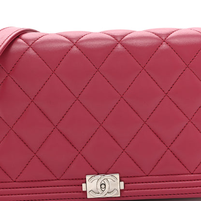 Chanel Lambskin Quilted Boy Wallet On Chain WOC Dark Fuchsia 9 of 11